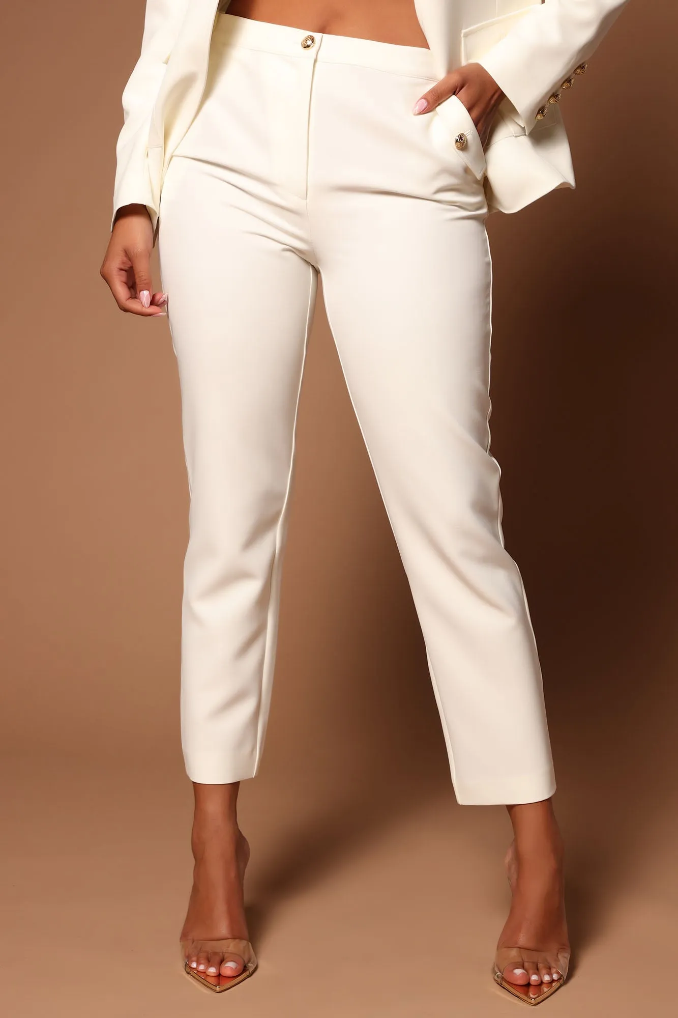 Abrianna High Waisted Pant - Ivory