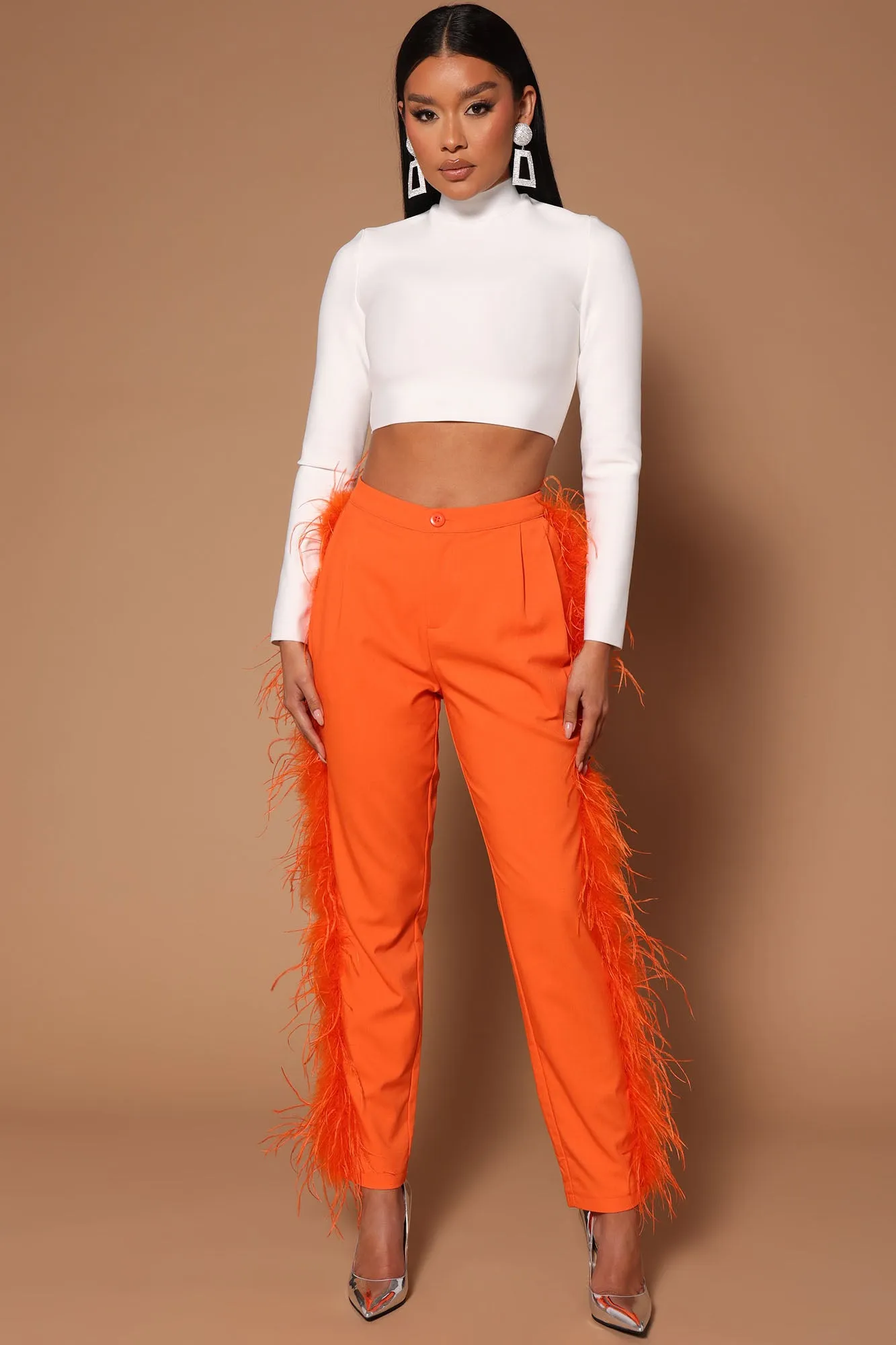 Amelia Feather Pants - Orange