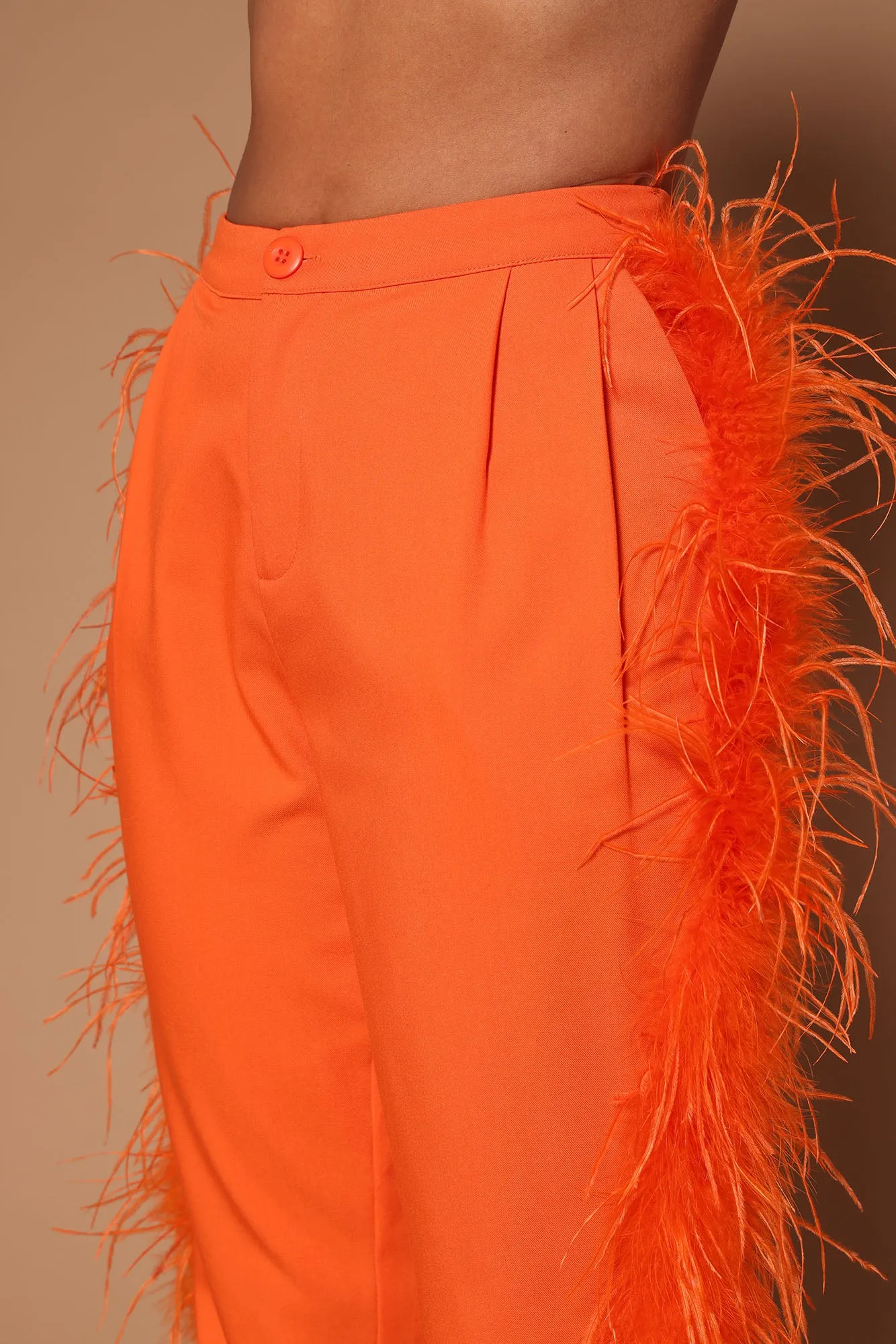 Amelia Feather Pants - Orange