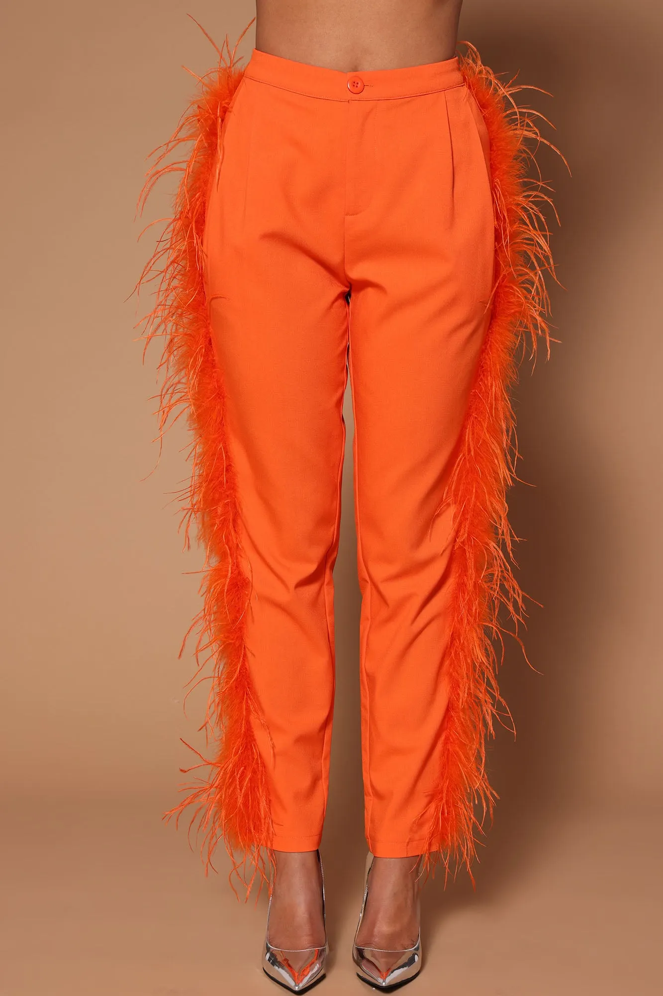 Amelia Feather Pants - Orange