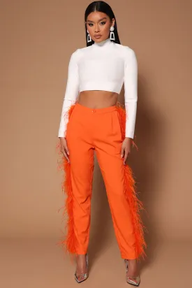Amelia Feather Pants - Orange
