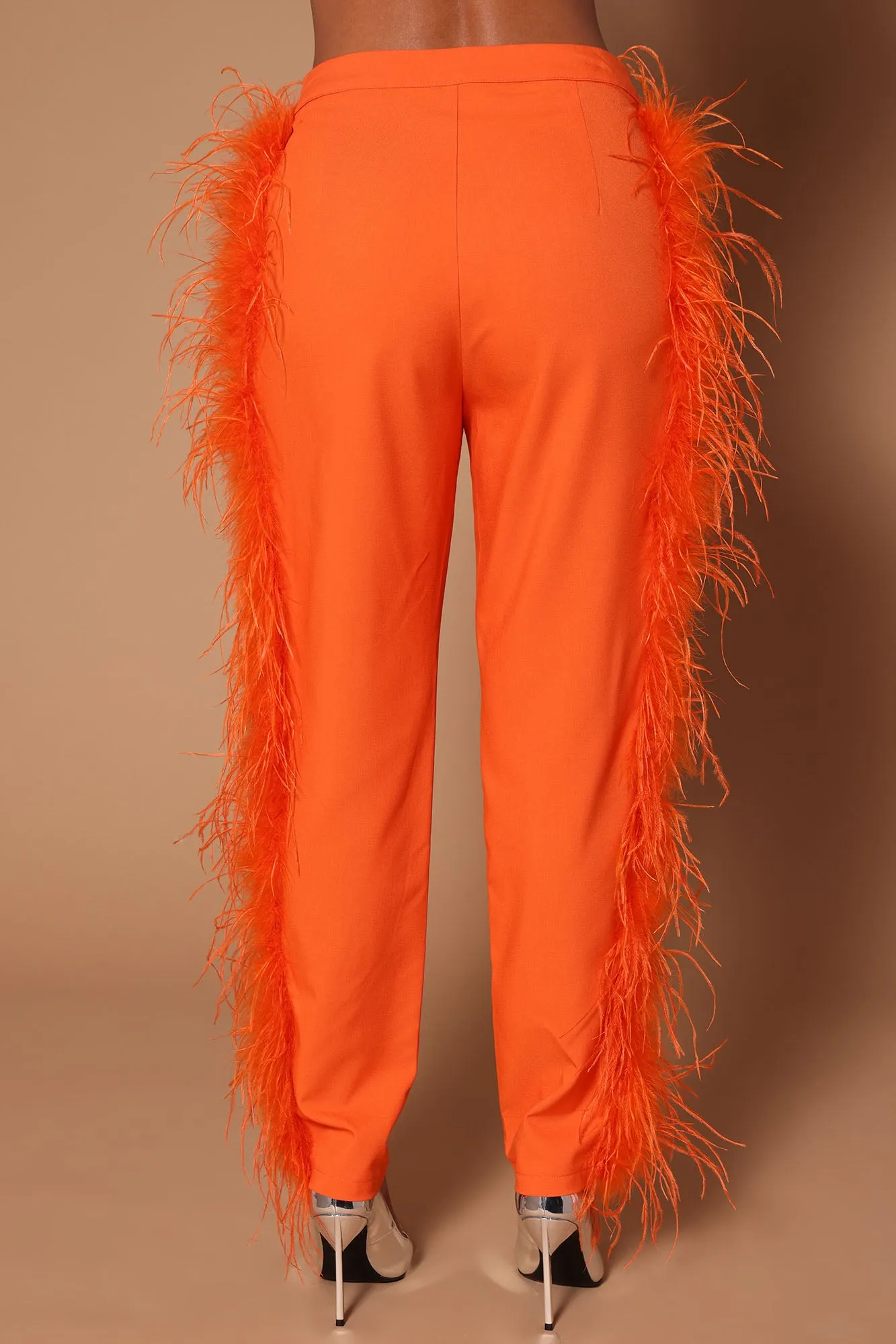 Amelia Feather Pants - Orange