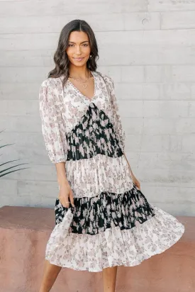 Angelina Floral Color Block Dress