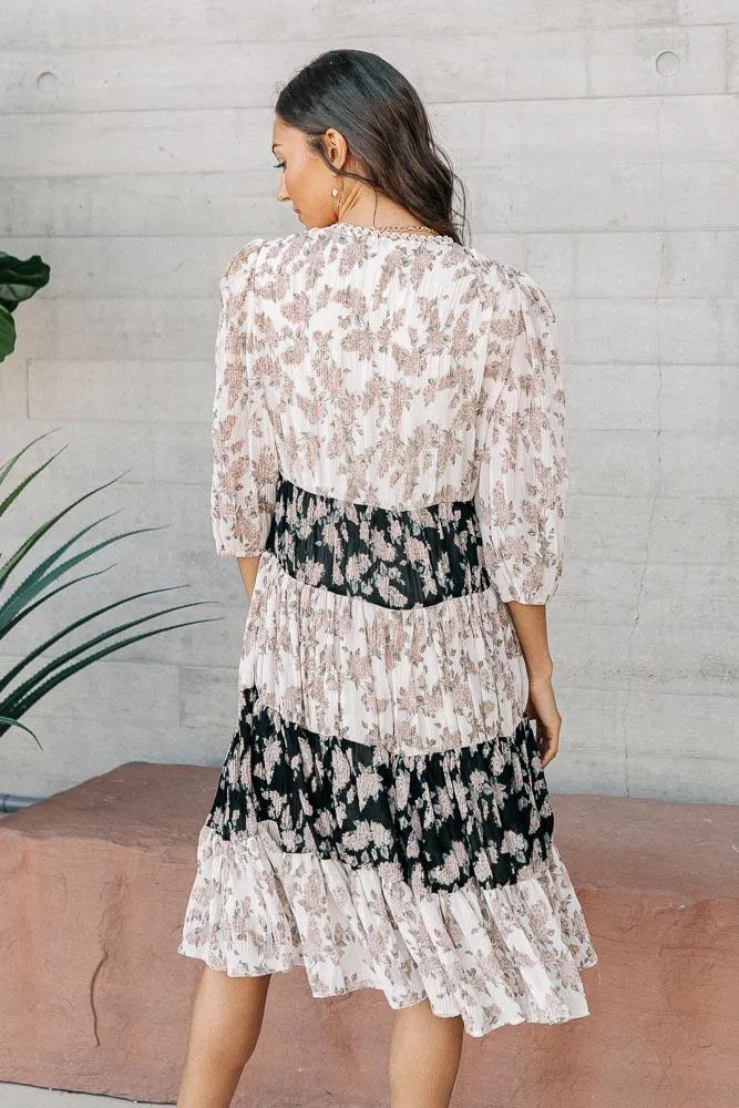 Angelina Floral Color Block Dress
