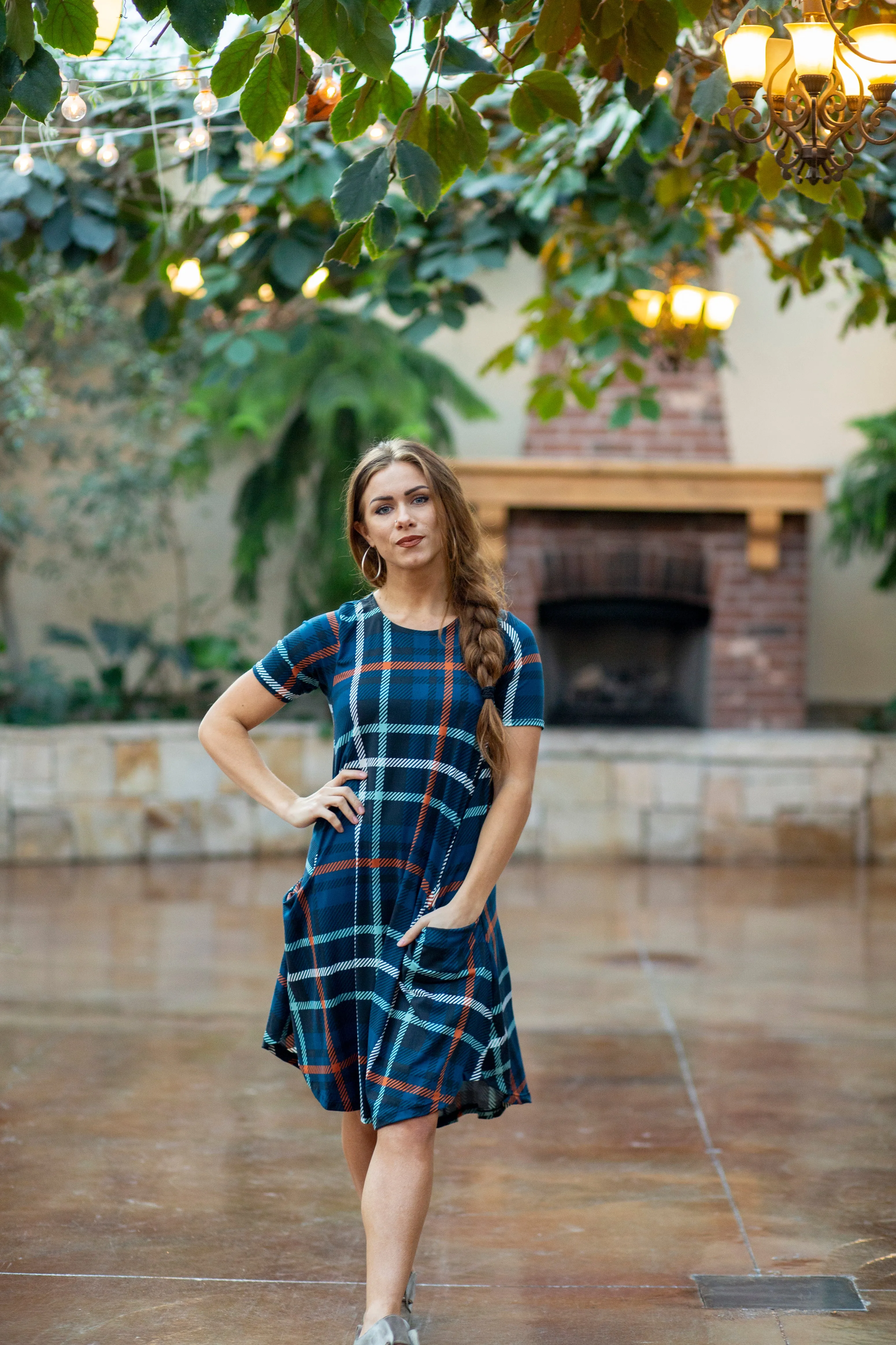 April Dress Navy Plaid