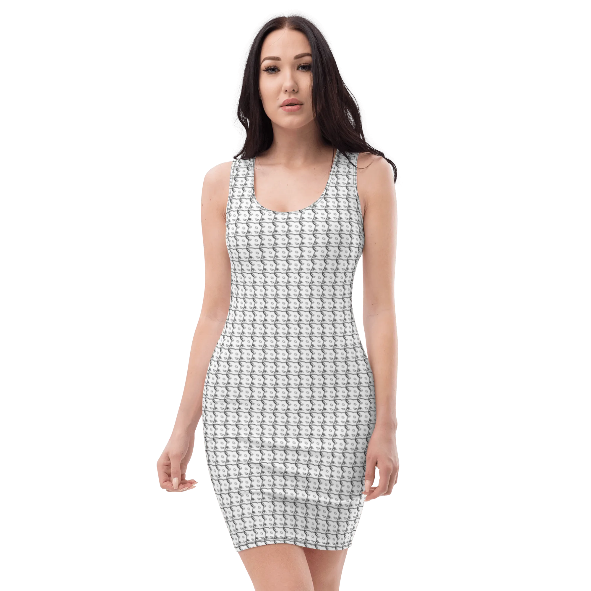 'Barker Print' Fitted Dress