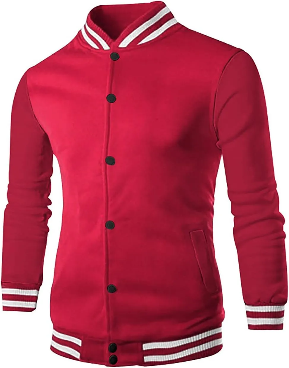 Baseball Varsity Jacket Men Color Block College Baseball Jacket Cotton Blend Casual Slim Lightweight Bomber Jacket
