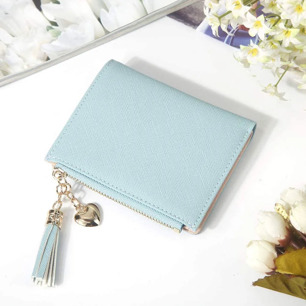 Belsmi Women's Small Compact Slim Leather Mini Wallet RFID Blocking Lady Purse Zipper Pocket Card Organizer Bifold Wallets (Green)