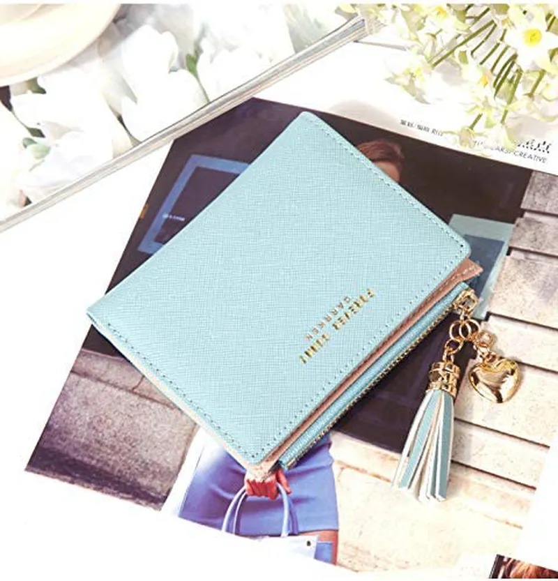 Belsmi Women's Small Compact Slim Leather Mini Wallet RFID Blocking Lady Purse Zipper Pocket Card Organizer Bifold Wallets (Green)
