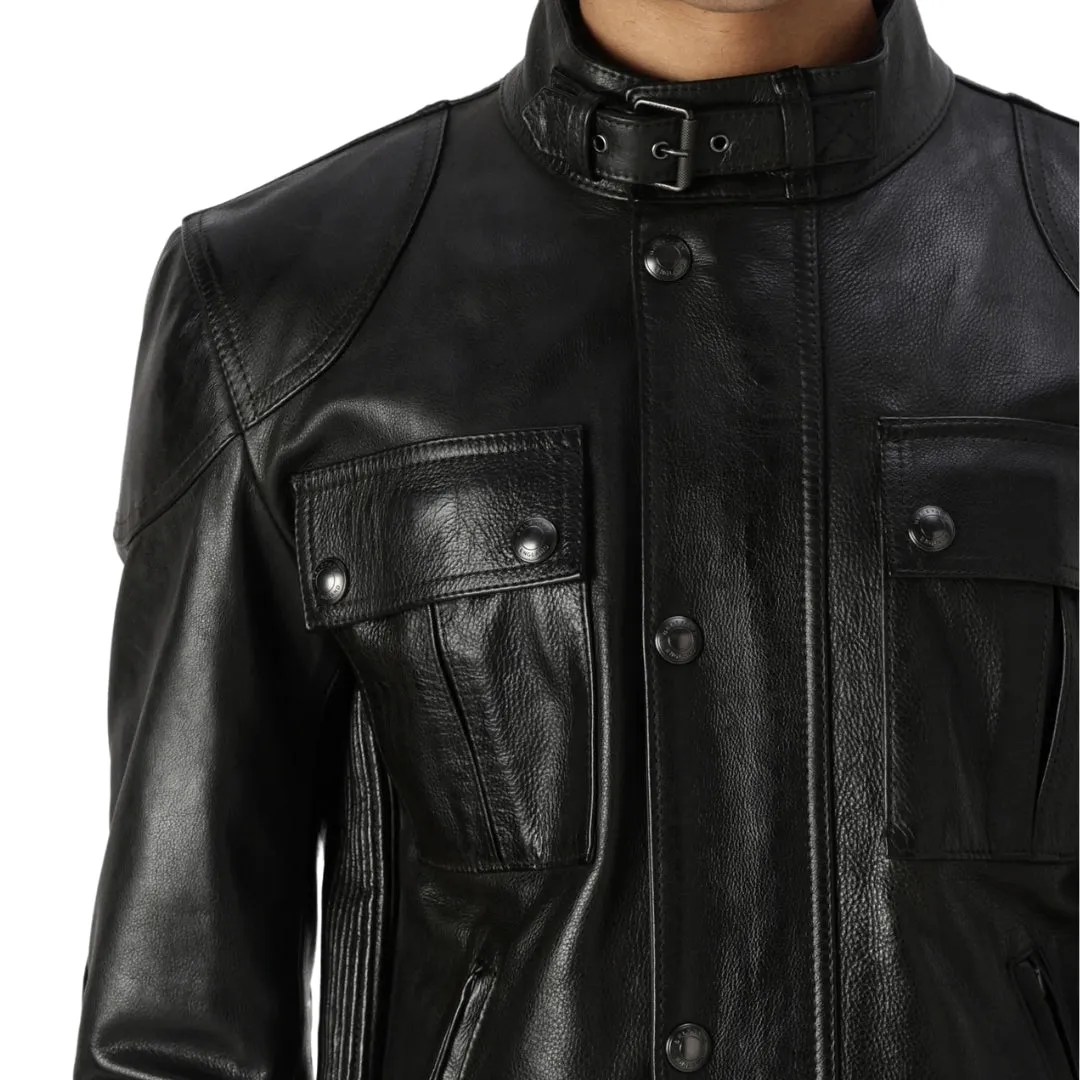 Belstaff Gangster Black Leather Jacket