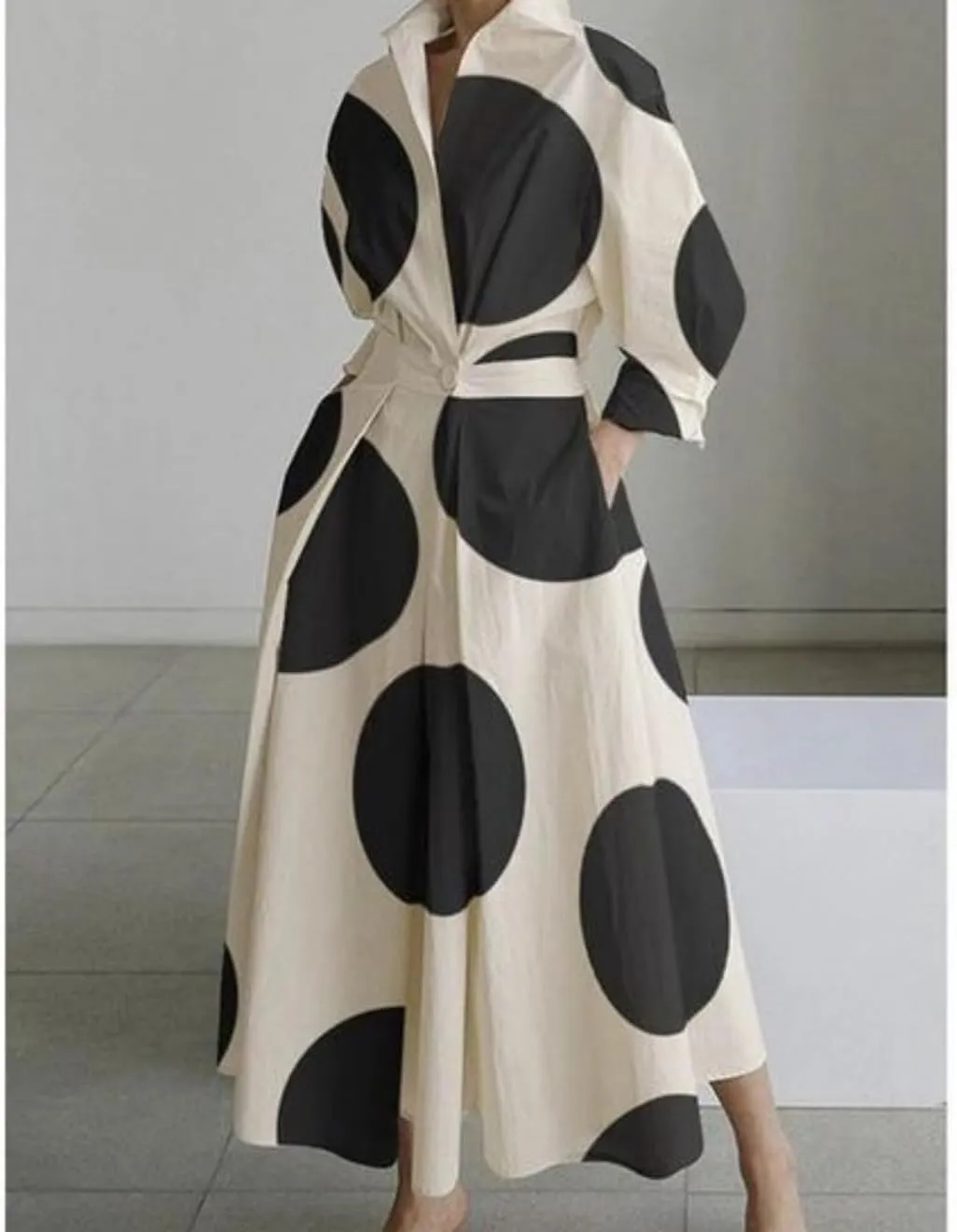 Bengbobar Womens Plus Size Leopard Print Shirt Dress with Pockets - V-Neck, Long Sleeves, A-Line, Maxi, White