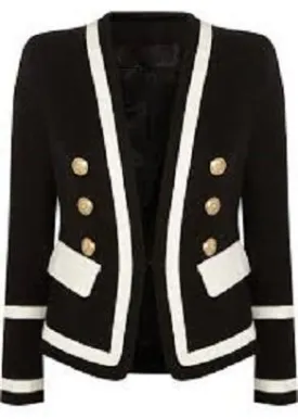 Bicolor Piqué Blazer