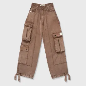 Cargo Multi-Pocket Pants - Washed Brown