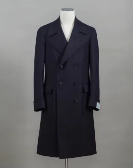 Caruso Otello Double-Breasted Wool Overcoat / Navy