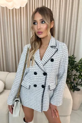 Clara black and white tweed blazer