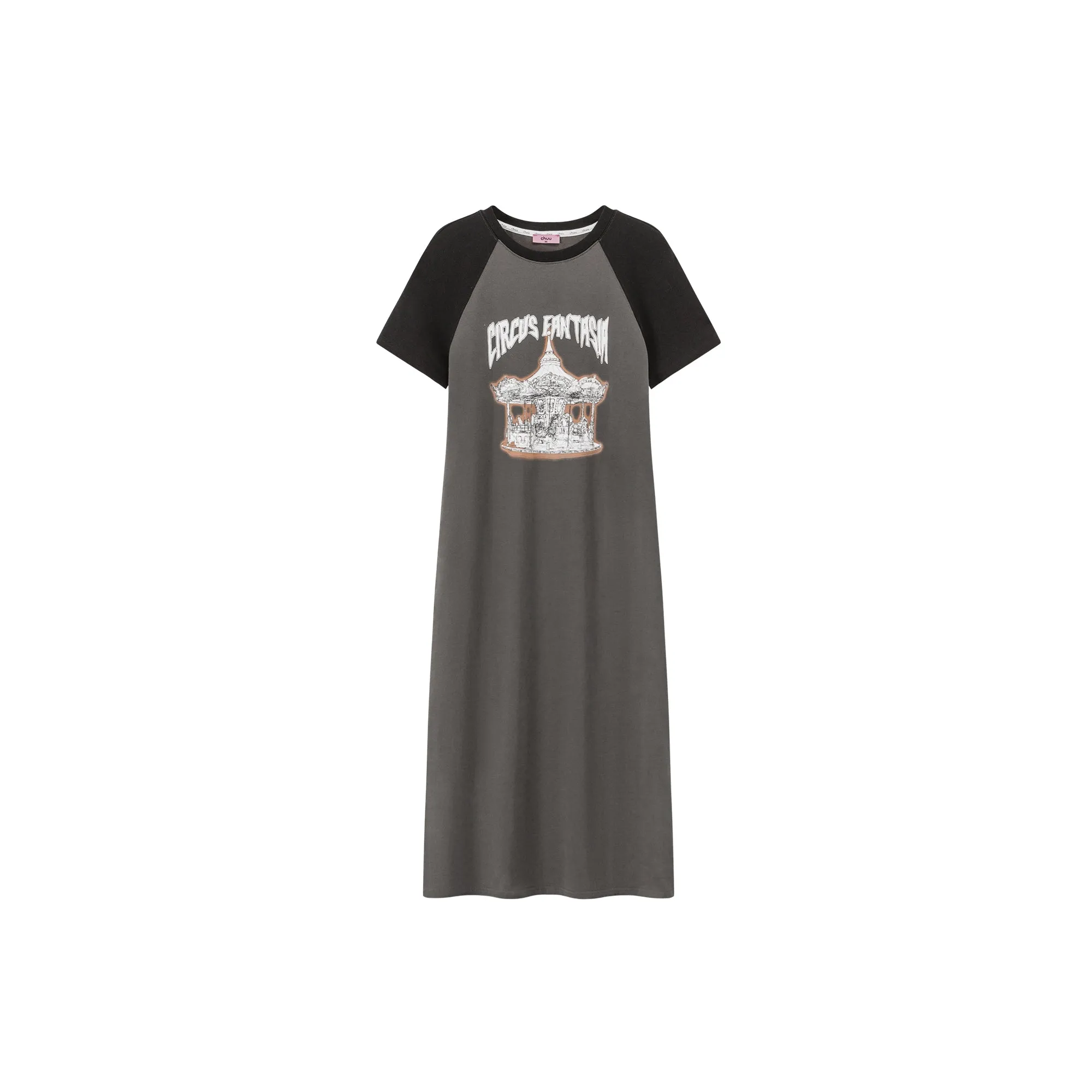 Color Matching Raglan Long Dress