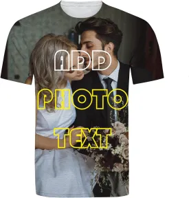 Custom 3D Printed T-Shirt, Personalized Shirt with Picture for Men, Personalized Dog Photo Shirts, Mens Customized Shirt, S White