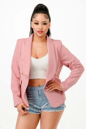 Double Breasted Blazer Jacket - charming Baby Pink hue | Fashion M&J