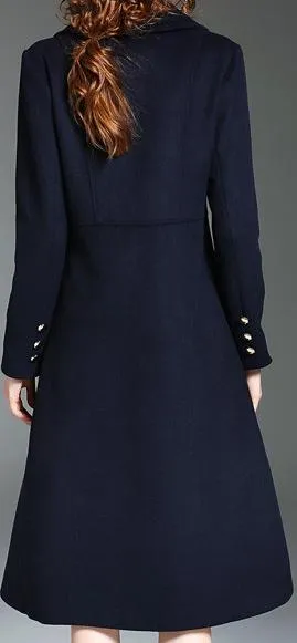 Double-Breasted Mirror-Button Wool Coat