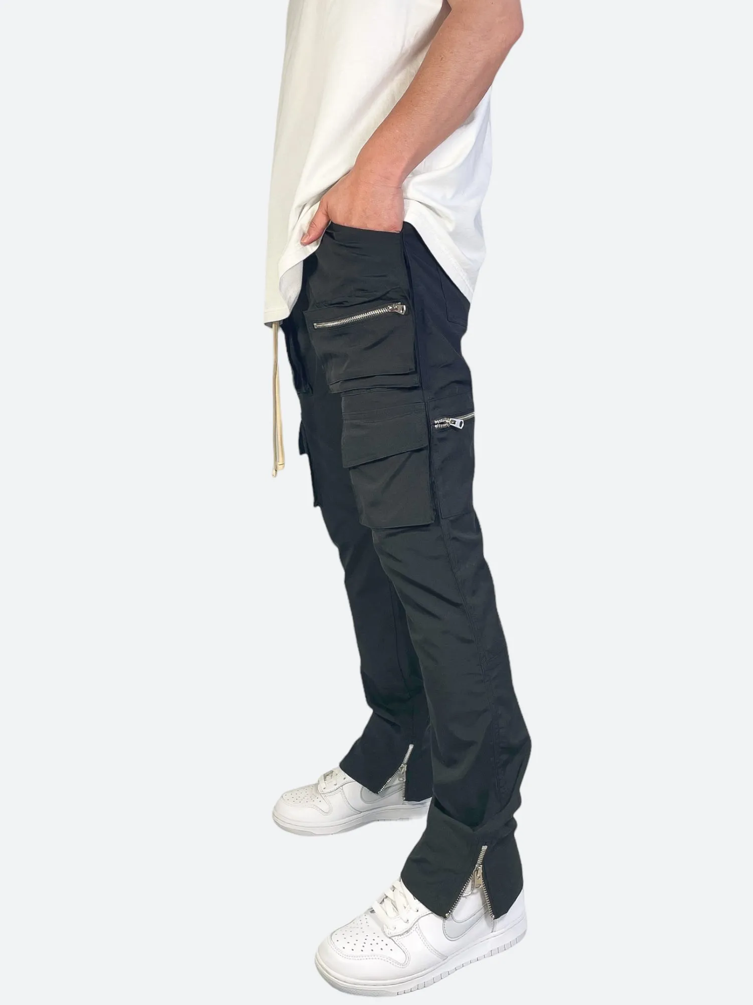 DOUBLE SLIT ZIPPER MULTI POCKET PANTS：ダブルスリットジッパーマルチポケットパンツ