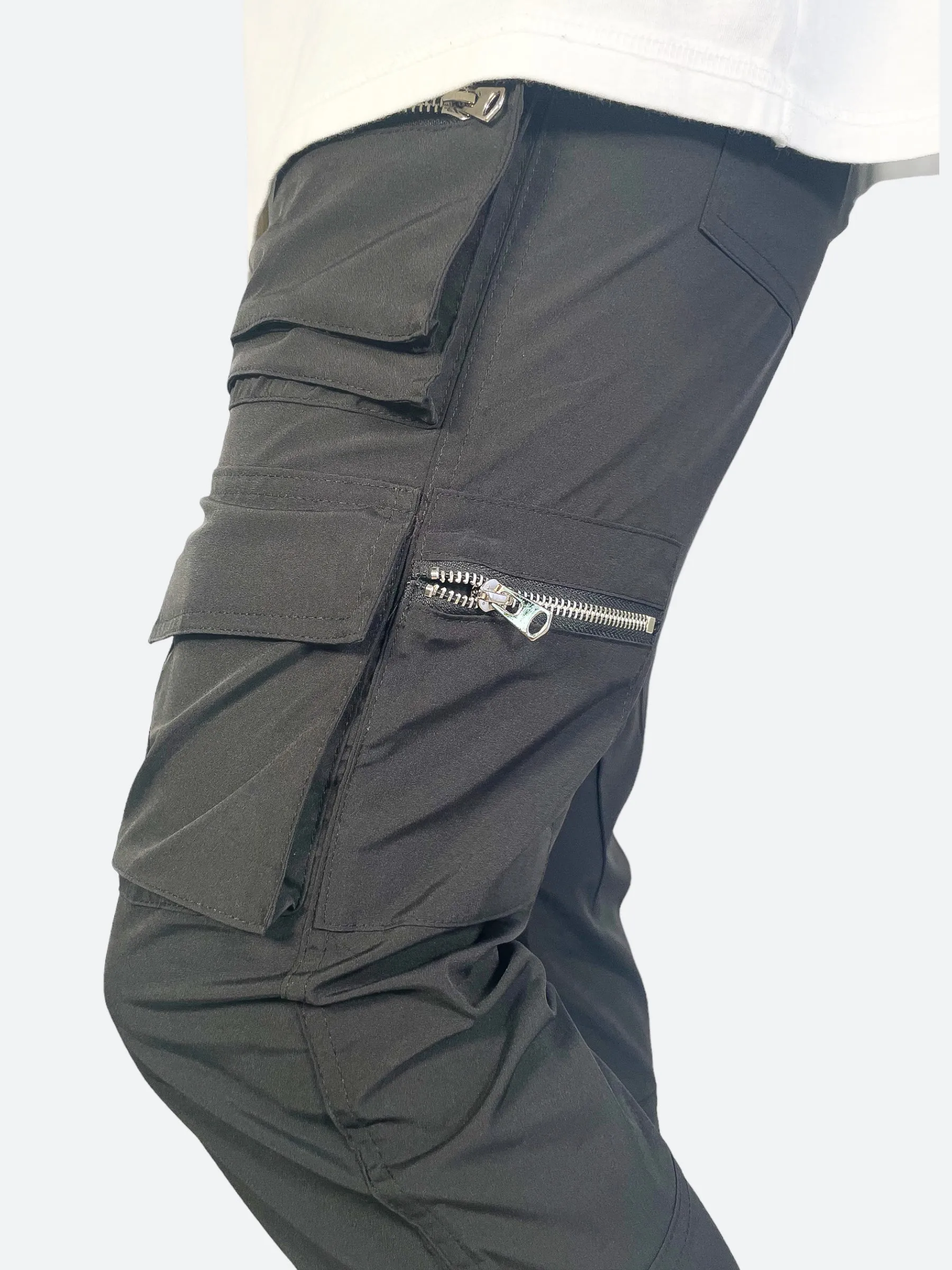 DOUBLE SLIT ZIPPER MULTI POCKET PANTS：ダブルスリットジッパーマルチポケットパンツ