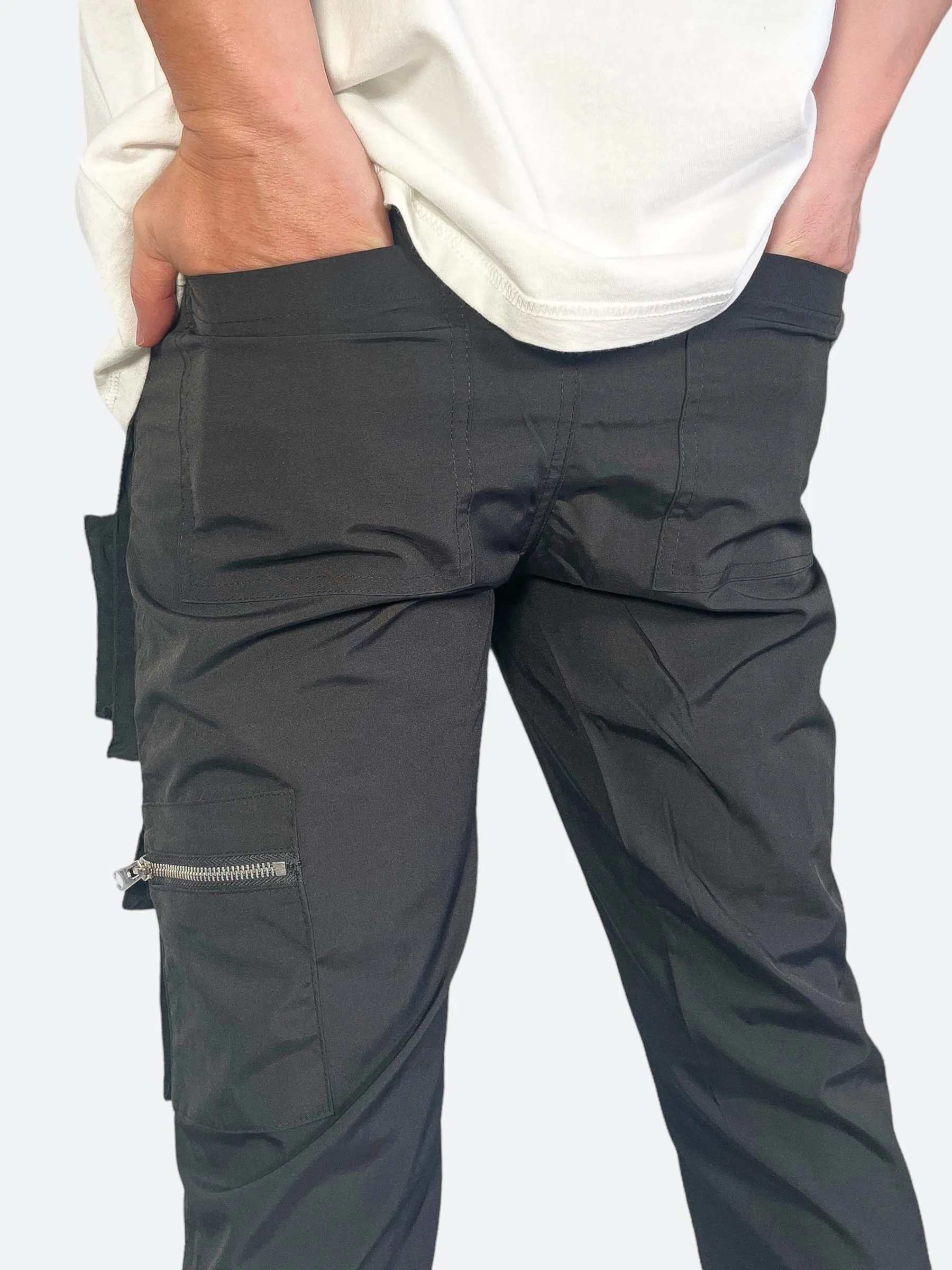 DOUBLE SLIT ZIPPER MULTI POCKET PANTS：ダブルスリットジッパーマルチポケットパンツ