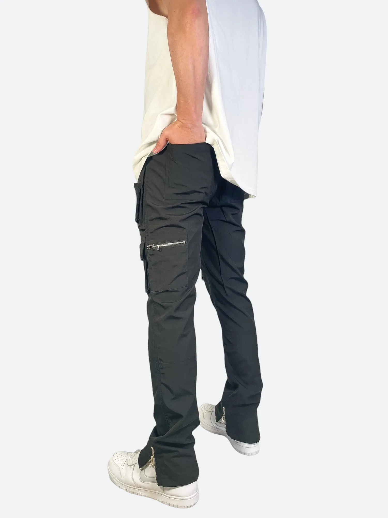 DOUBLE SLIT ZIPPER MULTI POCKET PANTS：ダブルスリットジッパーマルチポケットパンツ