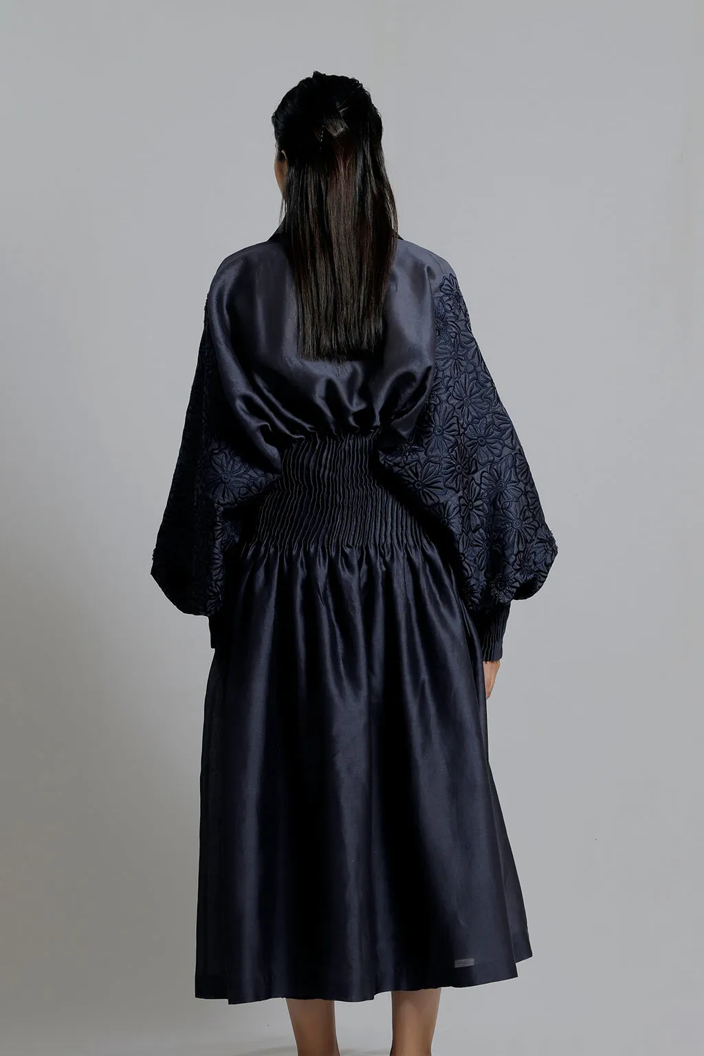 Embroidered Blouson Sleeve Dress