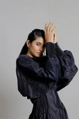 Embroidered Blouson Sleeve Dress