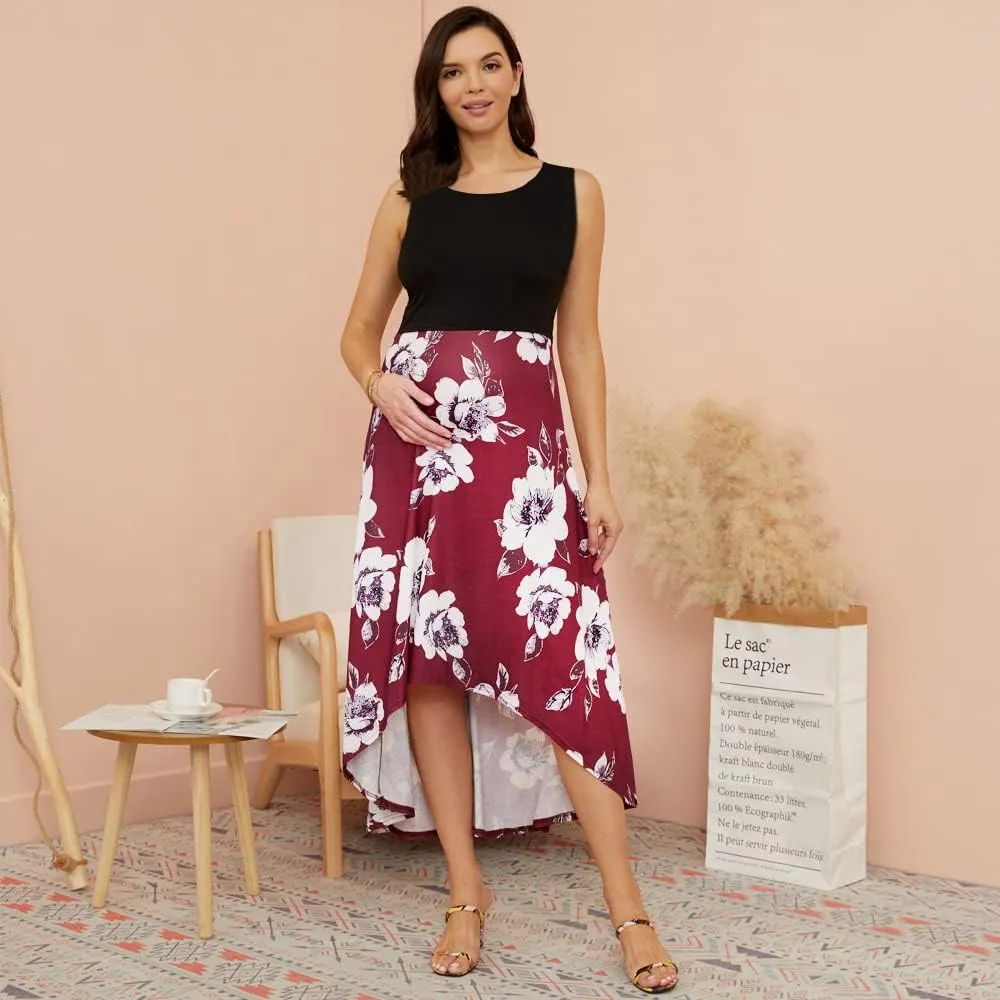 H&JOY Women Maternity Nursing Dress Spaghetti Midi Floral Dress Pregnancy Breastfeeding Maternity Summer Dress