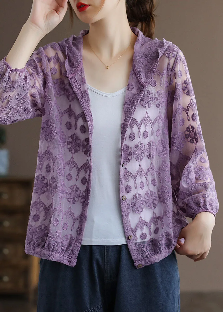 Handmade Red Embroideried Patchwork Cotton Hooded Coat Long Sleeve LY6243