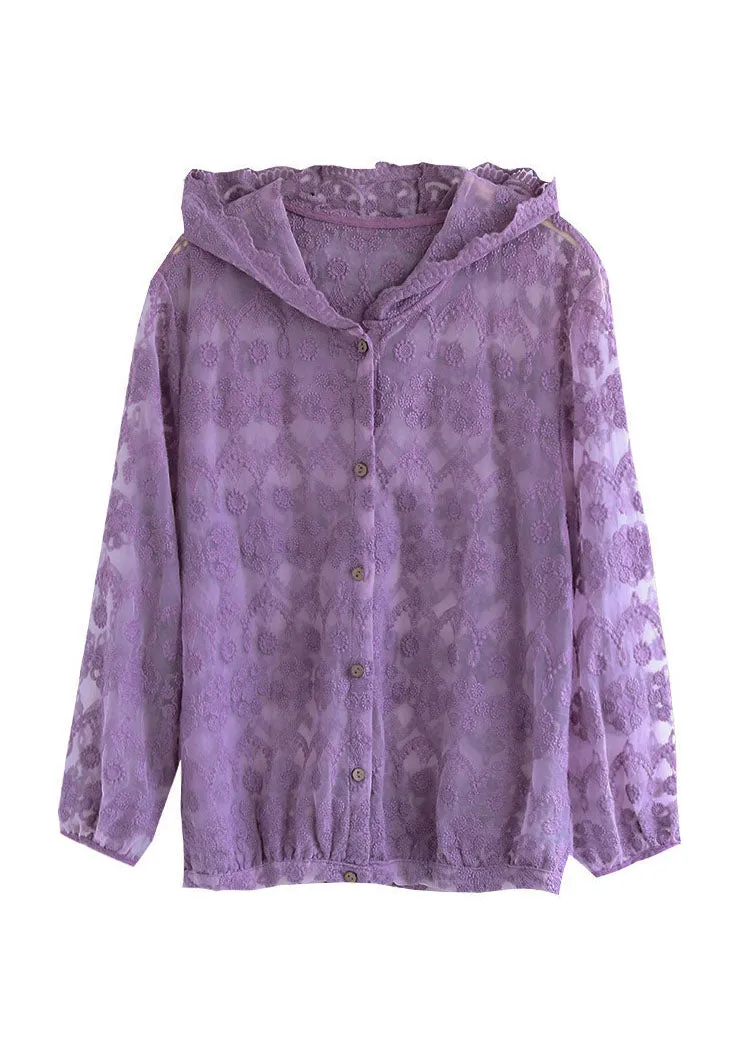 Handmade Red Embroideried Patchwork Cotton Hooded Coat Long Sleeve LY6243