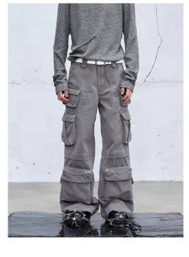 Heavyweight multi-pocket casual pants