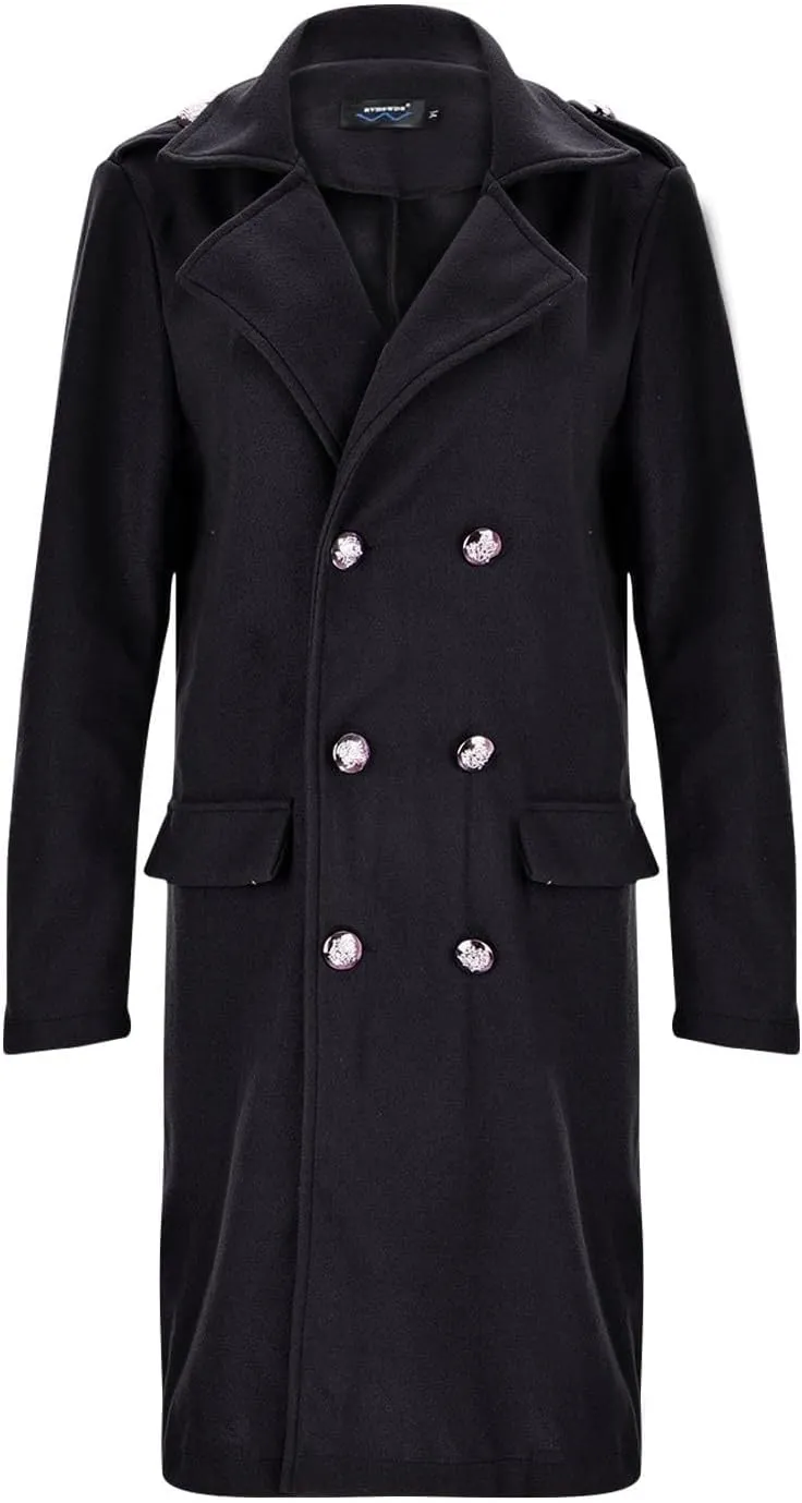 Hvyesh Women's Wool Blend Trench Winter Jackets Mid Long Warm Pea Coats Dressy Casual Double Breasted Overcoat with Pockets