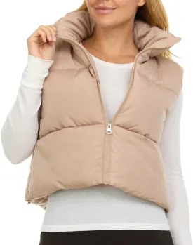 Jessica Simpson Cropped Puffer Vest Women, Sleeveless Womens Outerwear Vests