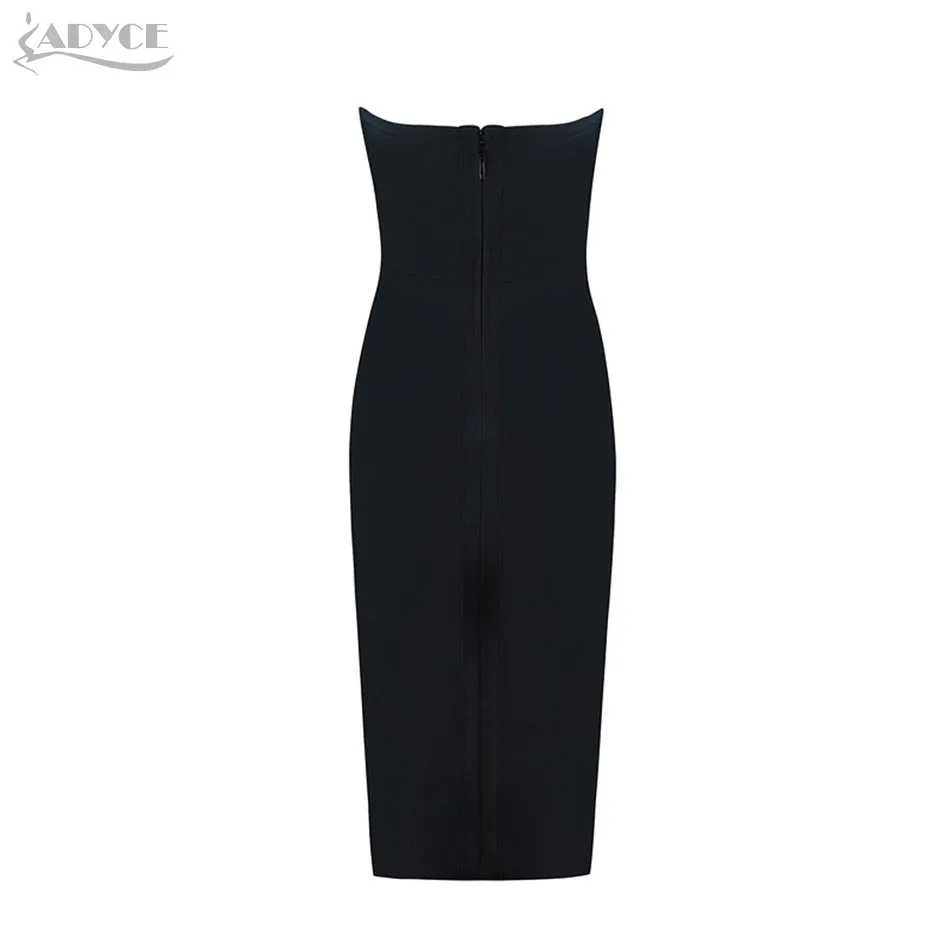 Knee-Length, Strapless Sleeveless Bodycon Dress