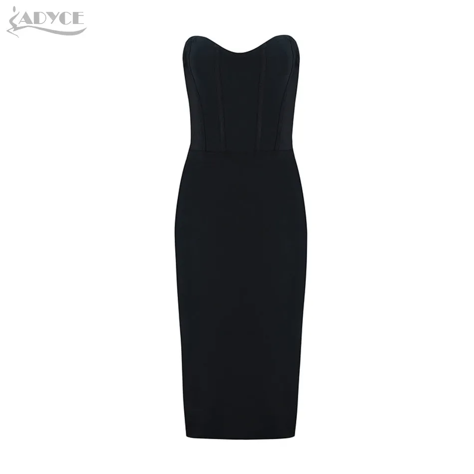 Knee-Length, Strapless Sleeveless Bodycon Dress