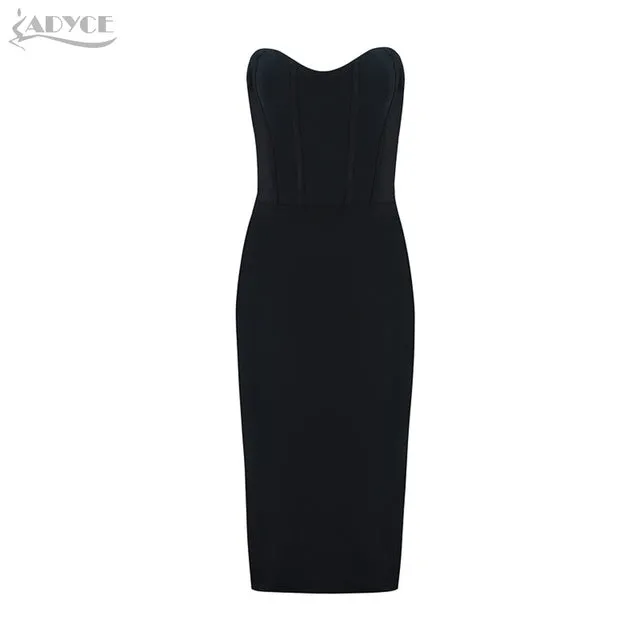 Knee-Length, Strapless Sleeveless Bodycon Dress