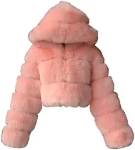 LCMTWX Women's Faux Fur Cropped Jacket Long Jacket Faux Sleeve Short Warm Women's Coat 2023 Fall Winter Fashion Faux Fur