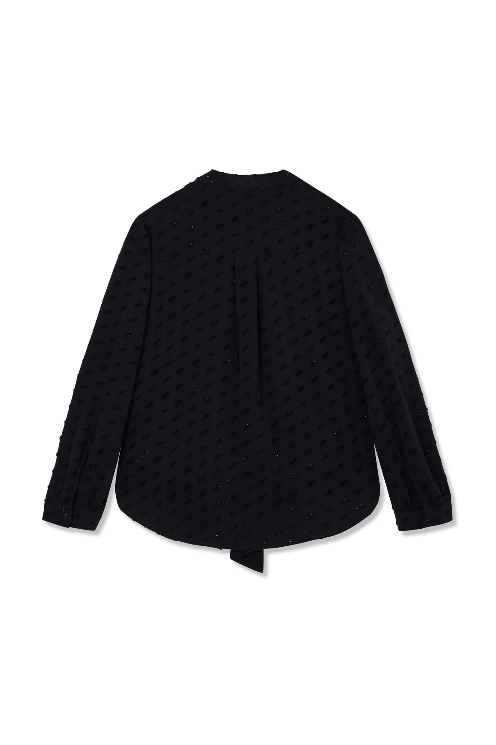 LILY Textured Draped Tie Shirt