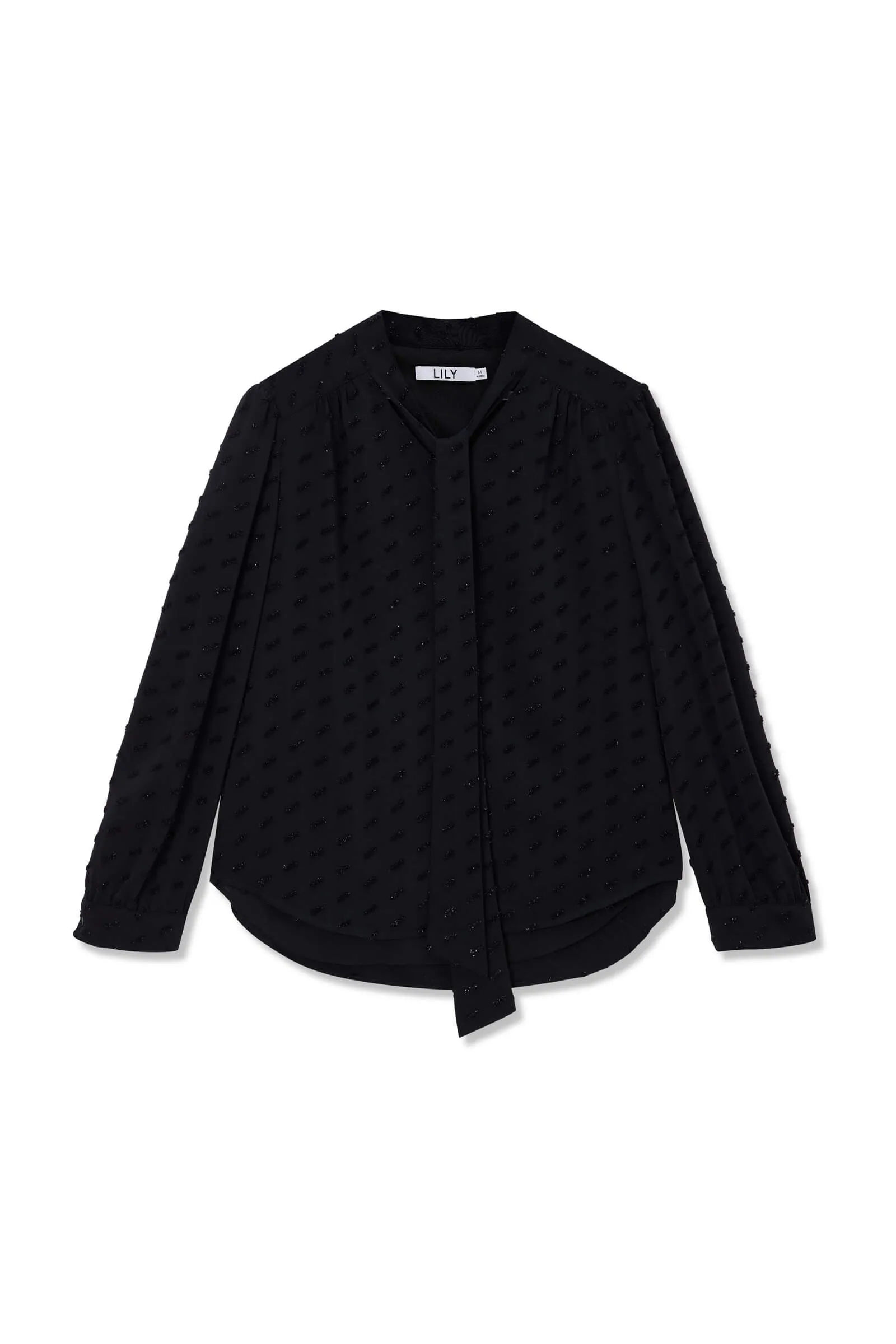 LILY Textured Draped Tie Shirt