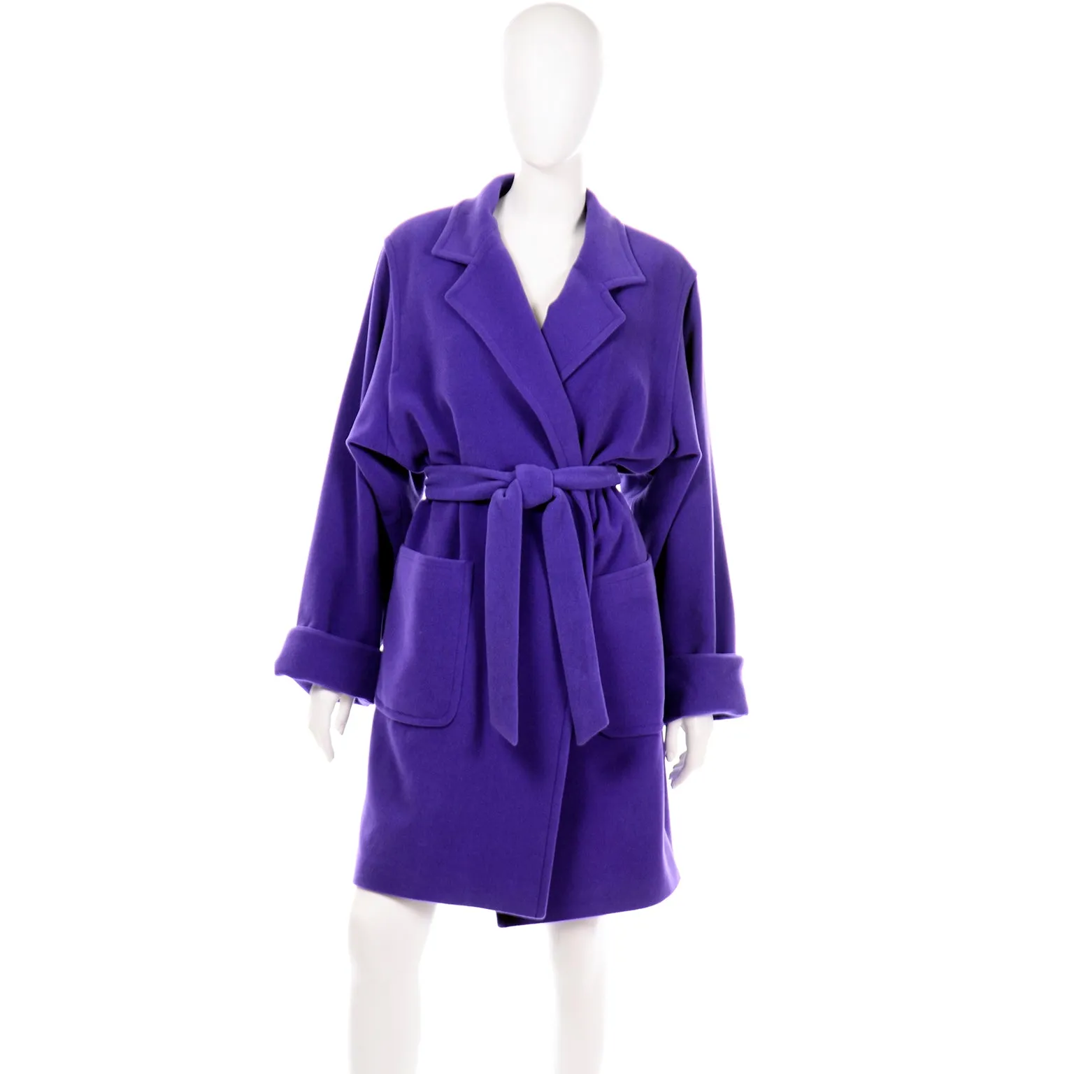 Louis Feraud Vintage Purple Wool Angora Trench Coat