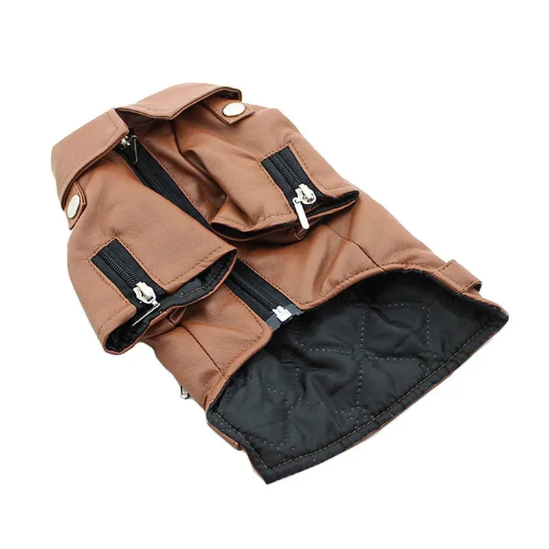 Luxury PU Leather Winter Coat For Small to Large Dogs