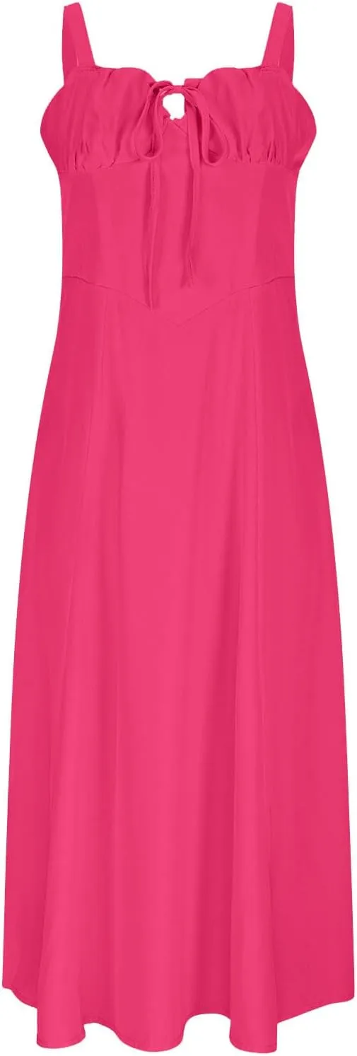 Midi Corset Dress for Women Boho Flowy Slit Lace Up Midi Dresses Going Out A Line Cocktail Party Casual Sundress