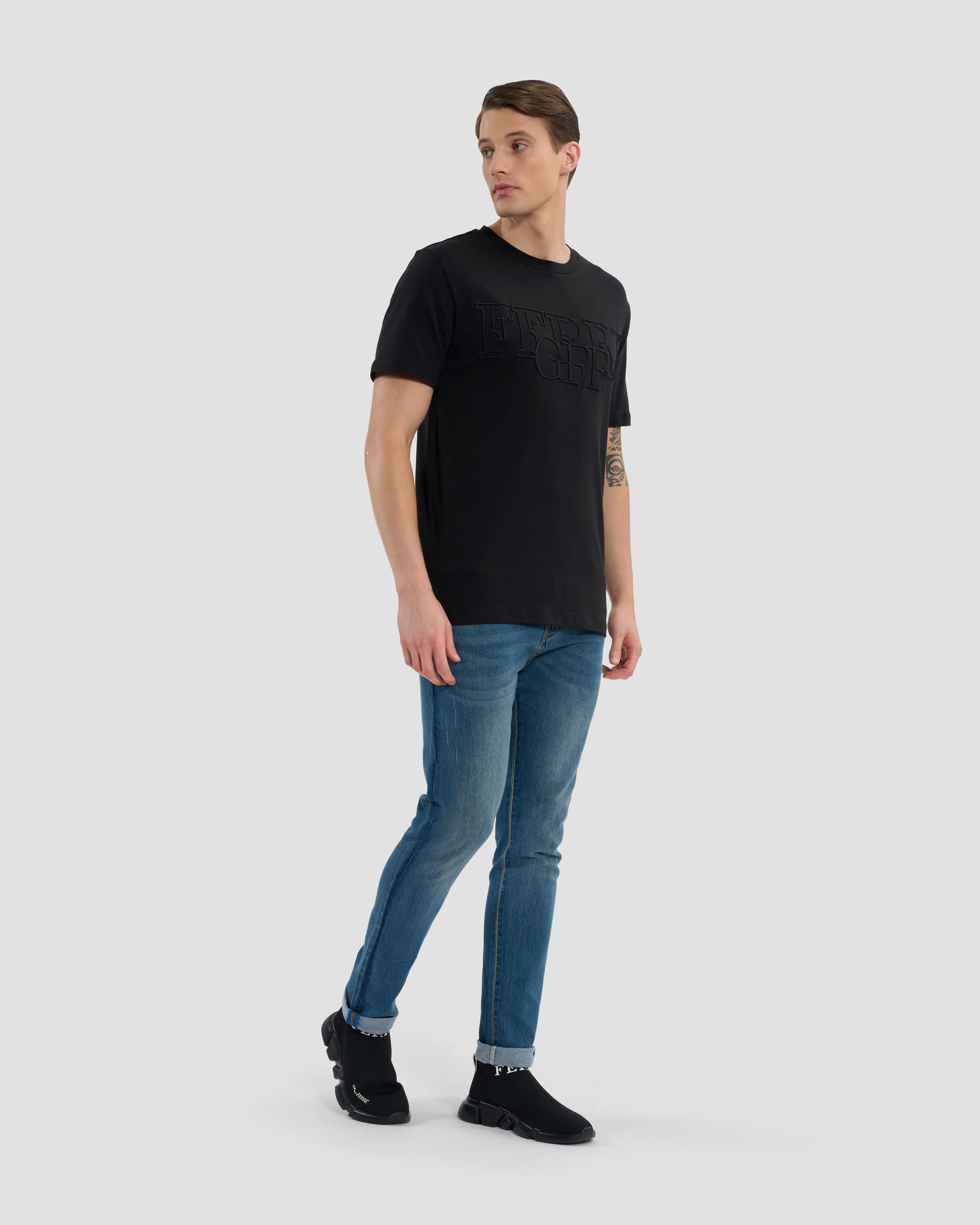 Monochrome Embroidered Ferré T-Shirt