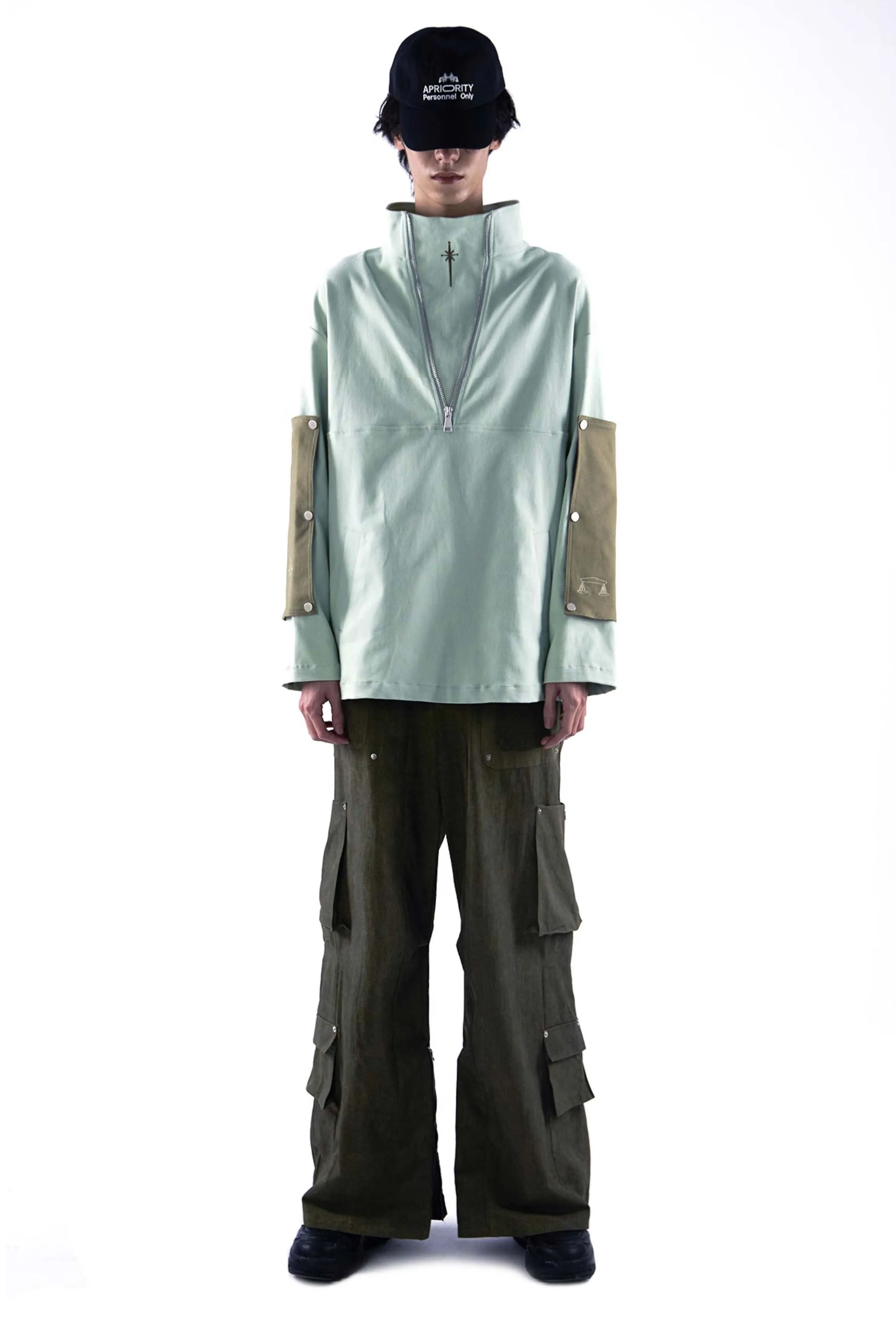 Multi-pocket casual wide pants