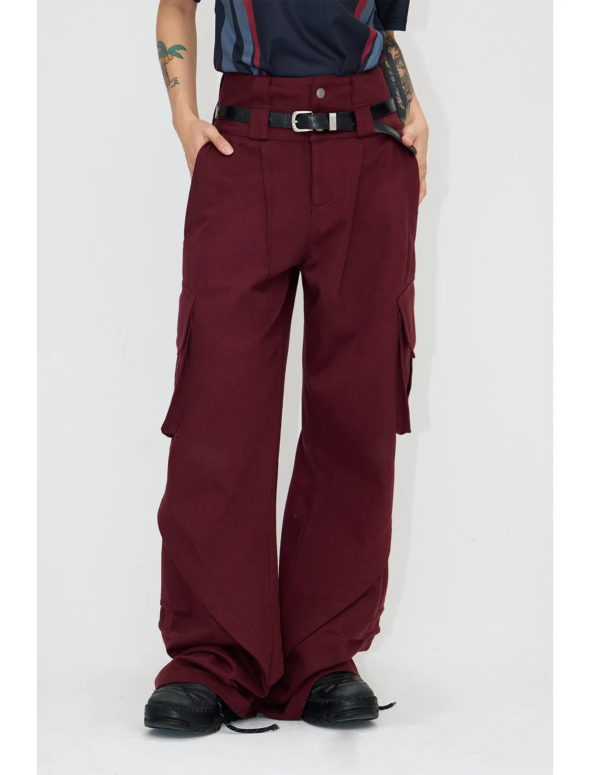 Multi-pocket double waist cargo pants