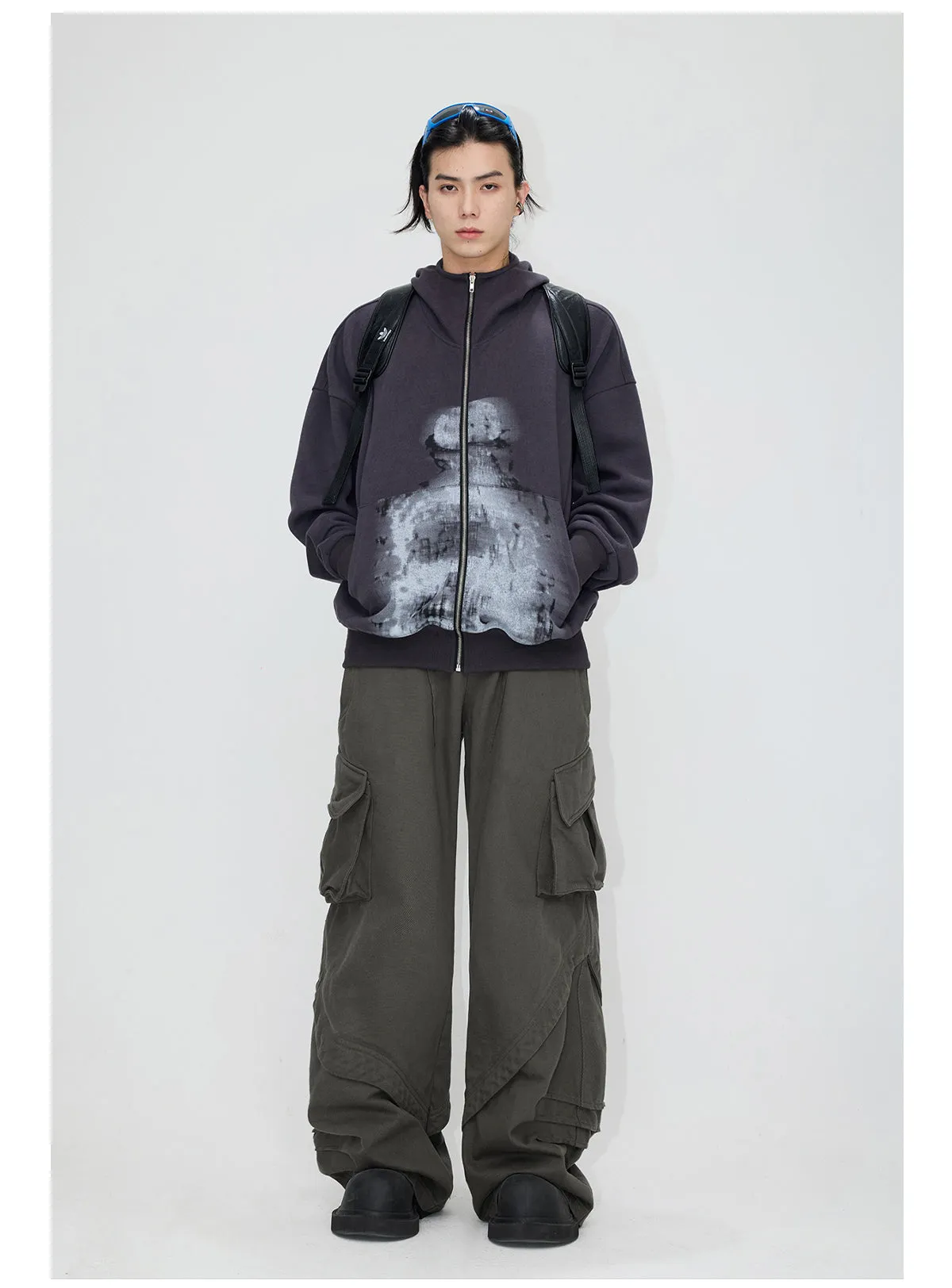 Multi-pocket double waist cargo pants