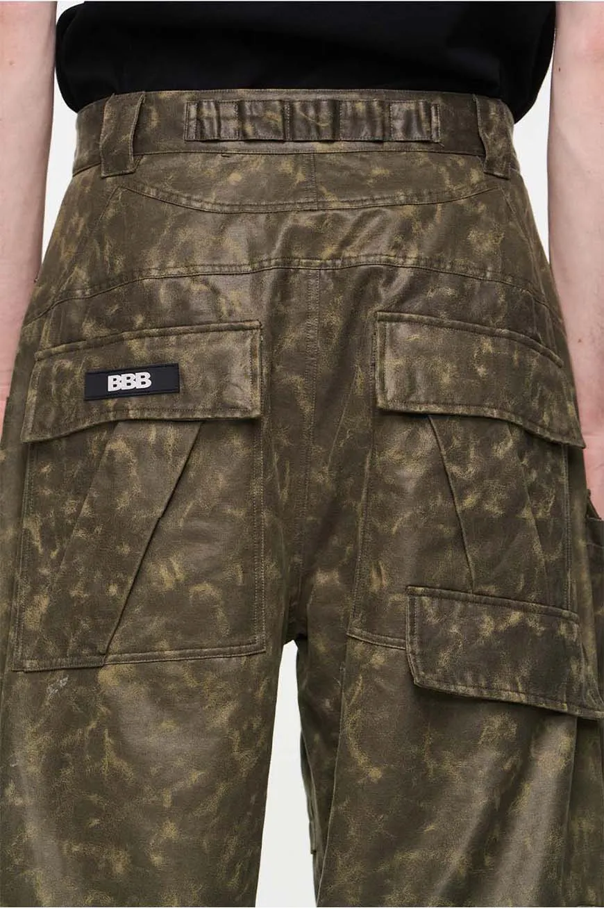 Multi-pocket embroidered straight pants
