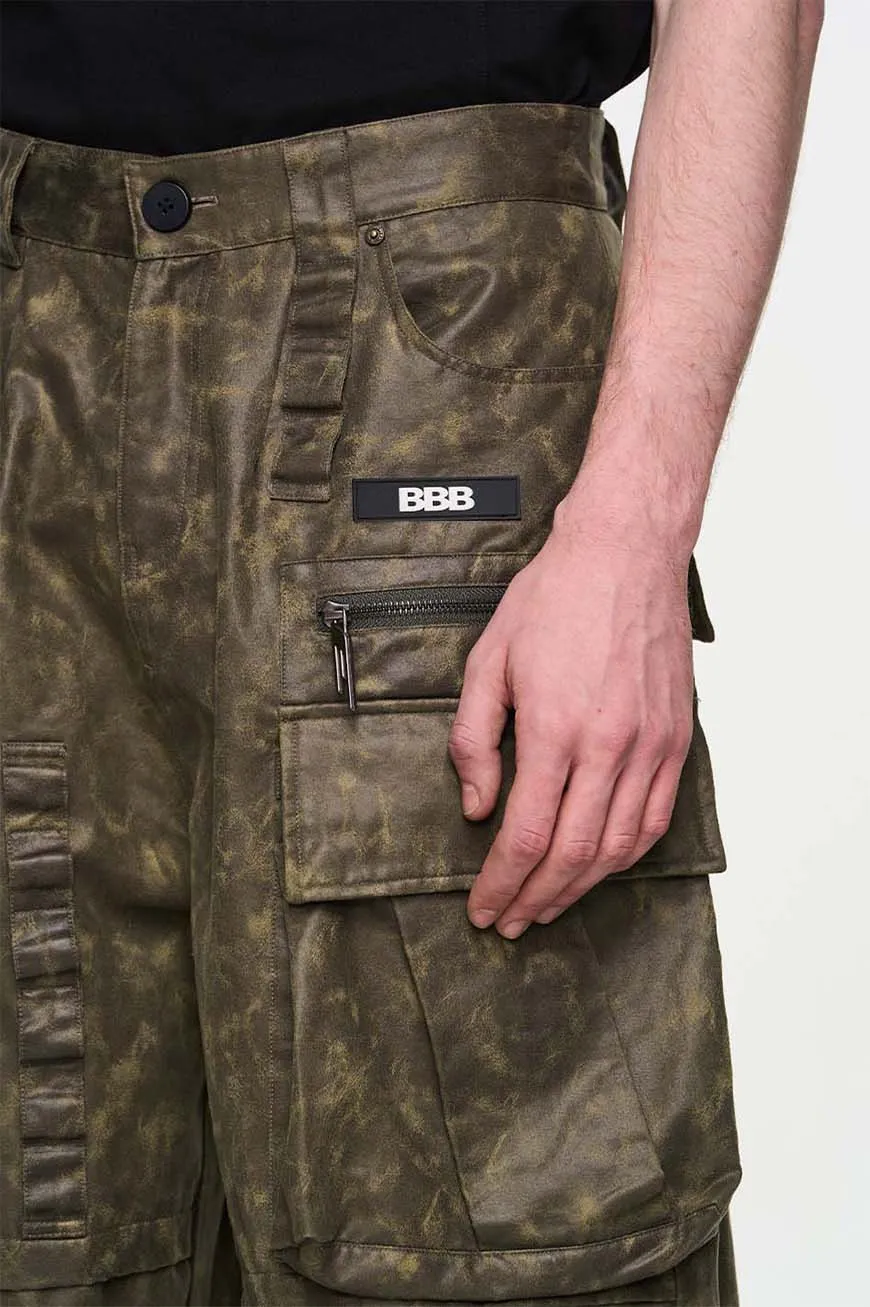 Multi-pocket embroidered straight pants